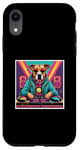 Coque pour iPhone XR Tourne-disque DJ musique chien mixage vinyles fête graphique