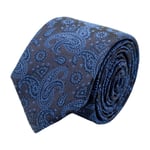 Ungaro, Cravate homme de marque Ungaro. Noir à motifs Paisley bleus