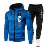 Ny Fashion Träningsoverall För Män Hoodie Fitness Gym Kläder Män Löpning Set Sportkläder Jogger Herr Träningsoverall Vinterdräkt Sport Blue L