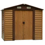 Outsunny 8ft x 6ft Outdoor Metal Garden Shed House Hut Gardening Tool Storage with 4 Ventilation Brown 236L x 196W x 209H cm