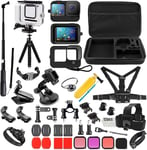 Kit d'Accessoires pour Caméra d'action, Kit d'Accessoires Compatible avec GoPro 9 10 11 12, Action Camera Accessoires pour Hero