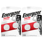 Energizer CR2430 DL2430 2430 3V Lithium Coin Cell Batteries x 4 *Long Expiry*