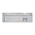 Logitech G G915 X LIGHTSPEED Clavier gaming sans fil ultra-plat, touches PBT double couche, touches entièrement programmables, switchs GL Brown Tactile - PC/Mac, Clavier Français AZERTY - Blanc