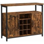 Helloshop26 - Meuble de rangement buffet avec porte-bouteilles placard 2 portes pour salle à manger salon cuisine 100 x 35 x 81,4 cm style industriel