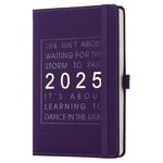 Mljtoyo Agenda journalier 2025 de janvier 2025 à décembre 2025 avec porte-stylo, fermeture élastique (violet, A4)