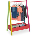 Relaxdays Penderie pour enfants, portant vêtements, rangement, HLP : 99x64,5x42 cm, petit porte-manteau, multicolore