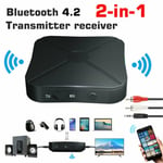 Bluetooth 5.0 4.2 -vastaanotin ja lähetin 2 in 1 Audio Musiikki Stereo Langaton sovitin RCA 3,5 mm AUX-liitäntä kaiuttimille TV Auto PC