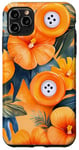 Coque pour iPhone 11 Pro Max Motif de boutons de couture tropicaux orange aquarelle