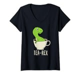 Womens Funny T-Rex Tea Rex Dinosaur Awesome Tyrannosaurus Rex Cup V-Neck T-Shirt