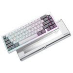 YUNZII AL68 Clavier Mécanique Wireless 60%, QMK/Via Clavier Aluminium,Hot Swappable Custom Clavier avec Knob, Gasket Structure,RGB Gaming Clavier for Mac/Windows/Linux (Silver, Milk v2 Switch)