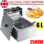 6L Electric Deep Fryer SingleTank Commercial Stainless Steel Fat Chip Kitchen UK