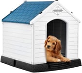 Niche pour Chien en Plastique avec Trous de Ventilation et Plancher Surélevé Maison pour Chien avec Toit Étanche