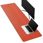 CENNBIE Tapis de bureau en cuir,140 x 60cm Double Face Tapis de souris antidérapant étendu, Tapis de bureau en cuir PU imperméable, Sous main bureau pour le bureau et la maison (orange)