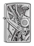 Zippo 2007111 - Briquet tempête - Moteur Moto - Emblème fixé - Street Chrome - Rechargeable- dans Un Coffret Cadeau de qualité supérieure