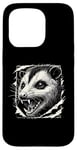 Coque pour iPhone 15 Pro Graphique déchiré au visage possum | Amoureux des animaux féroces