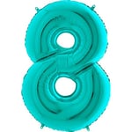 Ballonim Ballon en forme de chiffre 0-9, 100 cm, bleu, turquoise, menthe, ballon à l'hélium, taille XXL (nombre 8)