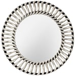 Mirror Large Contemporary Black Circular Frame Thick Silver Spokes Black Silver