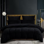 Luofanfei Housse de Couette Hiver 220x240 Chaude Flanelle Toucher Cashmere Polaire Parure de Lit en Velours Noir Doux avec Fermeture Éclair, Linge de Lit 2 Personnes avec 2 Taies d'oreiller 65x65 cm