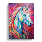 Unicorn Hard Edge Painting Art Canvas Print for Living Room Bedroom Home Office Décor, Wall Art Picture Ready to Hang, 30x20 Inch (76x50 cm)