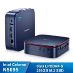 Mini PC Blackview MP60 Intel Celeron N5095 2.9 GHz,Windows 11 Pro,8Go LPDDR4/256Go SSD Mini Ordinateur de bureau,Wi-Fi 2.4G+5G Bleu