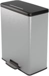 Curver Deco Rectangular Bin 65L, Metallic Grey, for Kitchen, Laundry Room, 100%