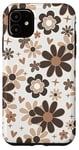 Coque pour iPhone 11 Retro Beige and Brown Flowers Floral Cottagecore Pattern