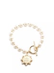 Lauren Ralph Lauren Pearl Crest T-Bar Bracelet, Gold/White