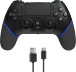 Manette Pour Ps4 Avec Turbo Macro Programming, 2024 Nouvelle Manette Hall Effect Joystick Sensible Non Dérive, Manette 1000mah Batterie Pour P4/ Pro/Slim Avec Haut-Parleur Audio Jack(Bleu)