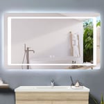 Acezanble - miroir 120x70cm miroir de salle de bain anti-buée, miroir led avec éclairage, miroir mural cosmétique lumineux,double interrupteur tactile