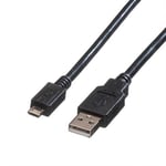 Pro-Signal Micro-USB kabel 1m sort - Passer til Raspberry Pi, Micro:bit m.m.