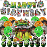 Plants Vs Zombies Barnkalas Banner Tårta Ballonger Toppers Fest Dekor Set