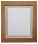 FRAMES BY POST Metro Oak Photo Picture Poster Frame with Light Grey Mount Plastic Glass 60 x 80cm For Pic Size 50 x 70cm