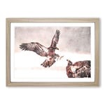 Big Box Art Eagle Attack Painting Framed Wall Art Picture Print Ready to Hang, Oak A2 (62 x 45 cm)