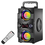 Bluetooth Speaker, 40W(60W Peak) Portable Bluetooth Speakers Wireless Stereo Rich Bass Speakers Built-in 8000mah Battery with Double Subwoofer Outdoor Party Speakers Support FM Radio