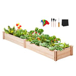 VEVOR Jardinière, Lit de Jardin Surélevé en Bois de Sapin 240x60x25 cm Bac de Plantation pour Cultiver des Fleurs, Végétaux, Herbes, Plantes Grasses dans Jardin, Terrasse, Patio, Balcon, Couleur Bois