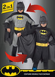 Ciao- Batman 2-in-1 (Classic/Dark Knight) Costume Originale DC Comics (Taglia 10-12 Anni) Con muscoli pettorali imbottiti, Ragazzo, 11720.5-7, Nero, Girgio, 5-7