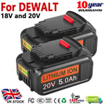 2pcs Battery For DEWALT 18V 5.0AH Li-Ion DEWALT DCB184 XR Slide DCF885 DCB180