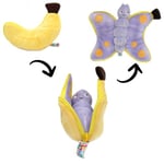 LES DÉGLINGOS - FLIPETZ - Doudou Poppet Le Papillon/Banane- Papillon Cache-Cache réversible - Peluche Toute Douce pour bébé - Idées Cadeaux de Naissance, Jaune et Violet