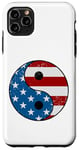 Coque pour iPhone 11 Pro Max Drapeau américain Yin et Yang rouge, blanc et bleu avec étoiles