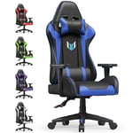 Rattantree - Fauteuil Gamer Ergonomique Siège Gamer avec appui-tête et oreiller lombaires - Inclinable 90 °-155 ° - Noir et Bleu