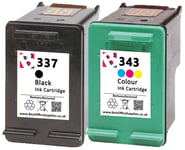 337 Black 343 Colour Refilled Ink Cartridges For HP Officejet 100 Mobile Printer