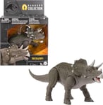 Mattel Jurassic World Collection Hammond Tricératops Figurine articulée de Jeune Dinosaure, Conception Haut de Gamme fidèle au Film, Yeux en Verre et 14 Points d’Articulation, JDJ07