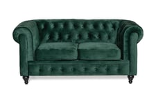 Chesterfield Lyx Fløyelssofa 2-seter - Mørkegrønn Velour sofa & fløyel Grønn