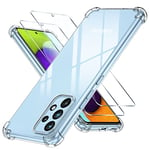 Pnakqil Coque pour Samsung Galaxy A52s 5G/A52 4G/5G Transparente avec 2 Verre Trempé, Ultra Fine Antichoc Silicone Souple TPU Etui Bumper avec Renforcés Protection Housse Homme et Femme,6.5"