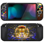 playvital ZealProtect Soft Protective Case for Nintendo Switch OLED, Flexible Protector Joycon Grip Cover for Switch OLED with Thumb Grip Caps & ABXY Direction Button Caps - Tiger Tarot