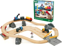 BRIO World Rail and Road Loading Train Set for Kids Age 3 Years Up - Compatible 