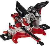 Einhell TC-SM 2131/1 Dual Bevel Sliding Mitre Saw | Double Bevel Circular Saw, 310mm Drag, Laser, Dust Extraction, +/-45° Mitre, +/-47° Bevel | Saw with 48T Blade for Cutting Wood, Plastic, Red