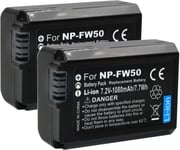 Lot de 2 batteries lithium-ion pour Sony NP-FW50 7,2 V 1080 mAh