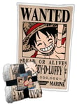 Hômadict One Piece Plaid Sherpa 100x150cm - Couverture Polaire pour Fan de Mangas - Wanted Luffy - Chaud - Doux - Qualité Elevée - Confortable - Licence Officielle