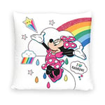 Disney Home Minnie Mouse Coussin décoratif avec Rembourrage et Fermeture éclair, 40 x 40 cm, Coussin décoratif pour canapé, Salon et Chambre à Coucher